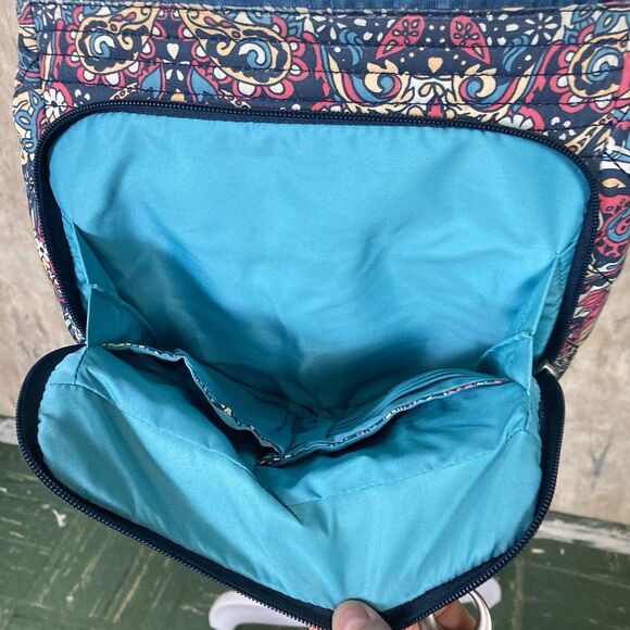 Travelon Women's Zip Crossbody Bag Multi Pocket Organizer Paisley Blue GUC - Picture 4 of 16